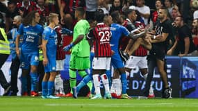 Mattéo Guendouzi et les Marseillais lors des incidents de Nice-OM