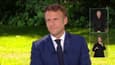 Emmanuel Macron lors d'une interview dans les jardins de l'Élysée, le 14 juillet 2022.