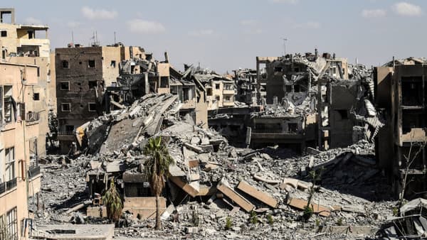 Dans le centre de Raqqa, le 1er octobre. 