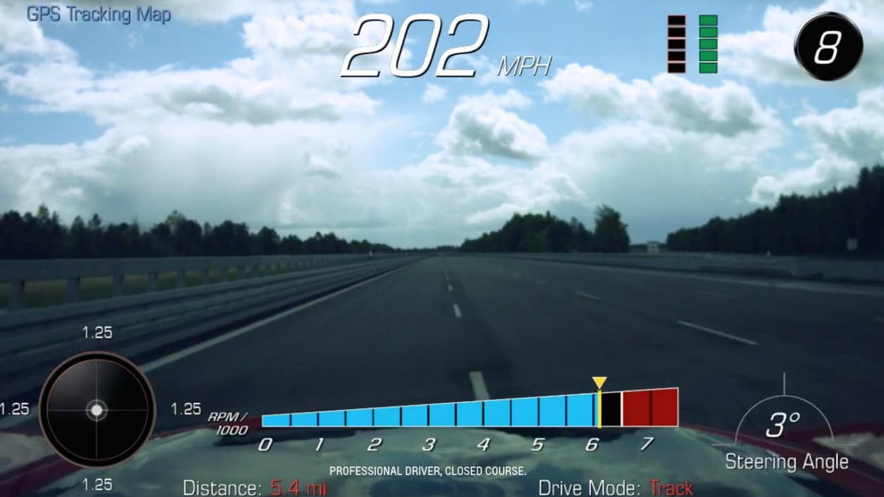 Une copie d'écran des ordinateurs mesurant les performances de la Camaro ZL1 pendant les essais. Une copie d'écran des ordinateurs mesurant les performances de la Camaro ZL1 pendant les essais.