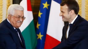 Mahmoud Abbas et Emmanuel Macron à l'Elysée. 