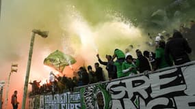 Des supporters de Saint-Etienne contre Monaco le 23/04/2022