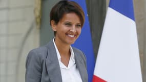 Najat Vallaud-Belkacem à la sortie de l'Elysée après le conseil des ministres, le 20 août 2014.