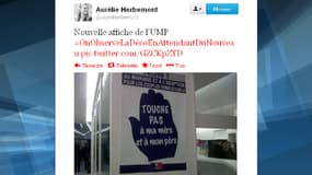 L'affiche en question, prise en photo par une journaliste au Bureau politique de l'UMP.