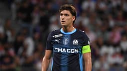 Le défenseur de l'OM Leonardo Balerdi face à Lyon le 31 août 2025