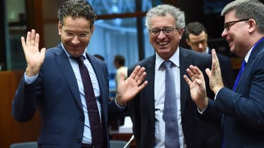 Jeroen Dijsselbloem (à gauche) apprécie les efforts de la Grèce.
