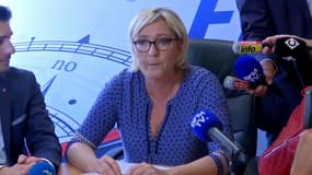 Marine Le Pen samedi lors d'une conférence de presse à Toulouse.