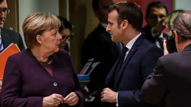 Angela Merkel et Emmanuel Macron à Bruxelles en février 2020.