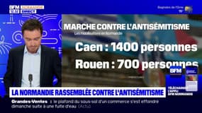 Marche contre l'antisémitisme: 1.400 personnes rassemblées à Caen, 700 à Rouen