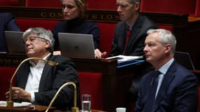 Eric Coquerel, président de la commission des Finances, et Bruno Le Maire, ministre de l'Economie, le 29 avril 2024 à l'Assemblée nationale 