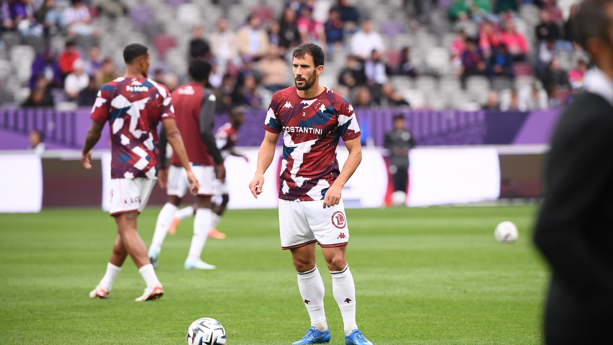 L'échauffement du match Toulouse-Metz, le 19 octobre 2025. 