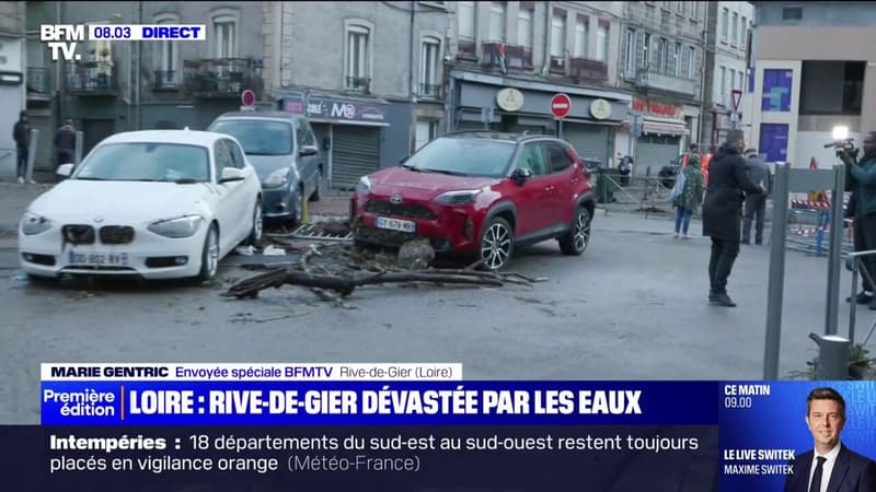 Les habitants de Rive-de-Gier, dans la Loire, découvrent l'étendue des dégâts après les inondations