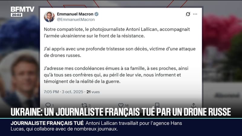 Journaliste français tué en Ukraine: sur X, Emmanuel Macron 
