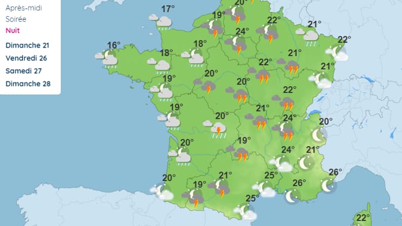 Dégradation orageuse prévue dans la nuit de samedi à dimanche ce week-end. 