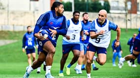 Les joueurs du XV de France à l'entraînement à Marcoussis, le 6 novembre 2024