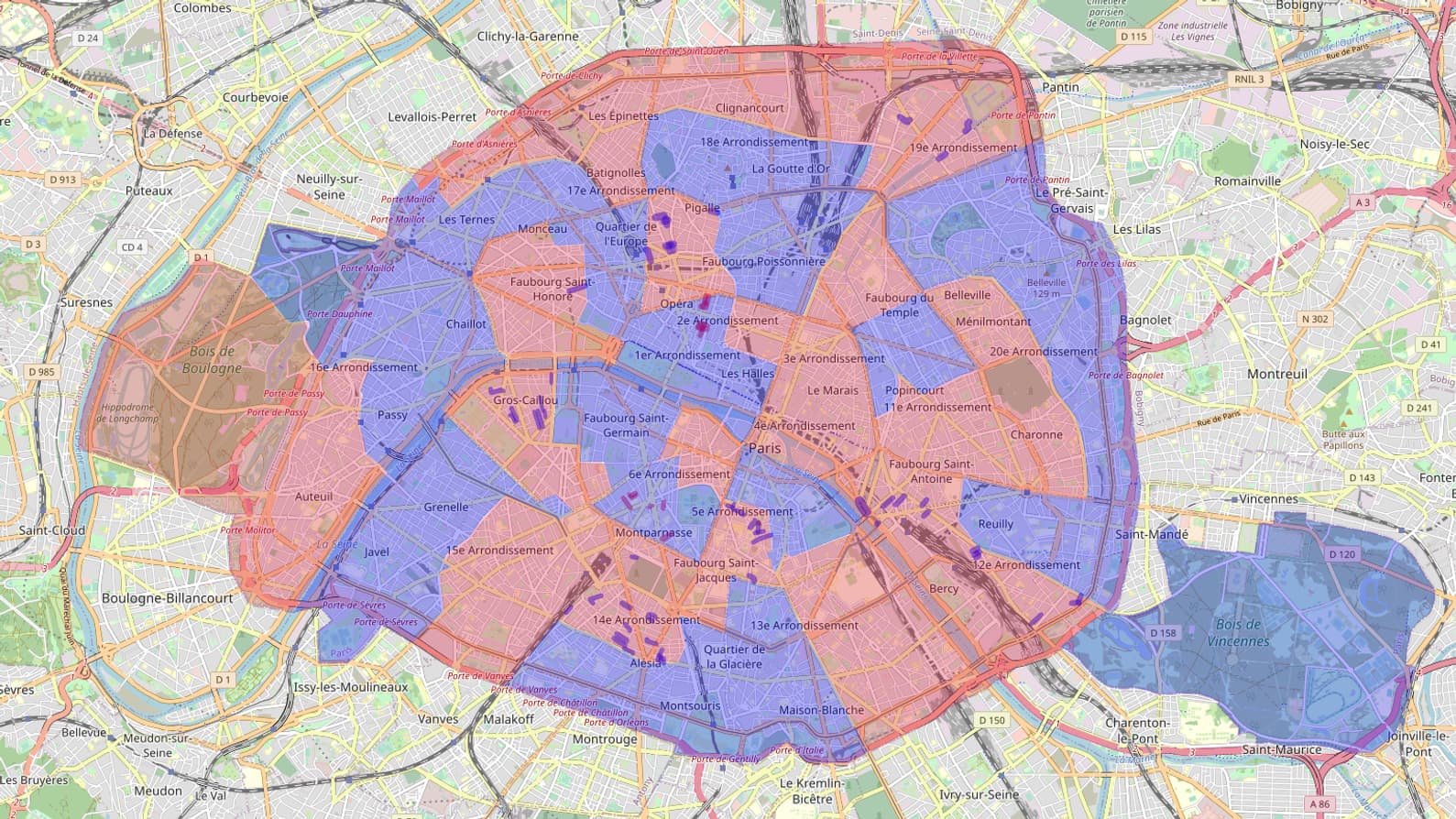 La carte de la collecte des poubelles jaunes à Paris, par secteur. La carte de la collecte des poubelles jaunes à Paris, par secteur.