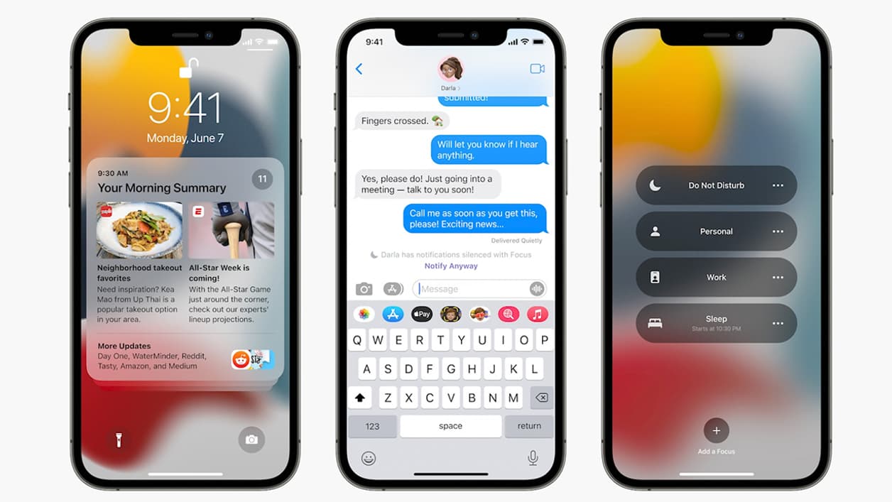 Capture d'écran de l'interface d'iOS 15 Capture d'écran de l'interface d'iOS 15