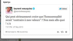 Compte twitter de Laurent Wauquiez paraphrasant Nabilla