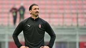 L'attaquant suédois de l'AC Milan, Zlatan Ibrahimovic, avant le match de Série A contre l'Inter Milan, le 21 février 2021 au stade San Siro