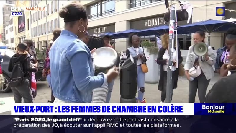Regarder la vidéo Vieux-Port de Marseille: les femmes de chambre du Radisson Blu toujours mobilisées