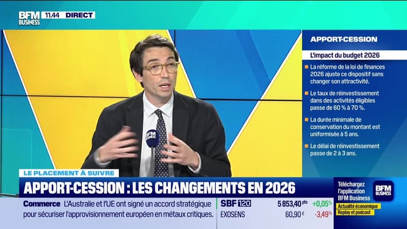 Le placement à suivre : Apport-cession, les changements en 2026 - 24/03