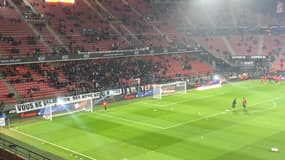 La banderole des supporters rennais avant le match contre Brest le 18 janvier 2025