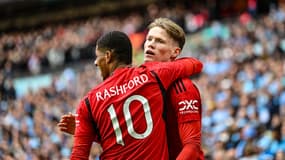 Scott McTominay et Marcus Rashford, joueurs de Manchester United, 21 avril 2024