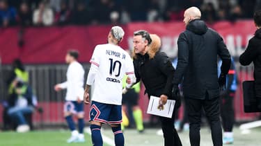 Neymar et Christophe Galtier lors de PSG-Nice, le 5 mars 2022