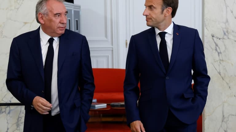 François Bayrou, leader du MoDem, et le président Emmanuel Macron, le 21 juin 2022 à l'Elysée, à Paris