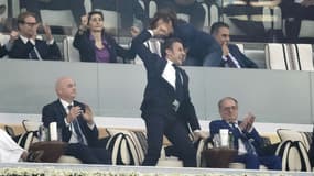 Emmanuel Macron en tribune lors du match France-Maroc, demi-finale de Coupe du monde, le 14 décembre 2022