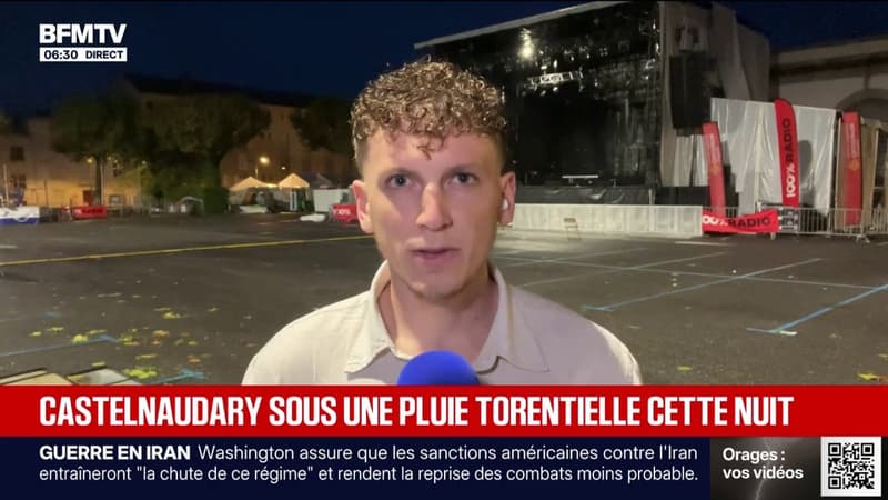 Castelnaudary sous une pluie torrentielle cette nuit