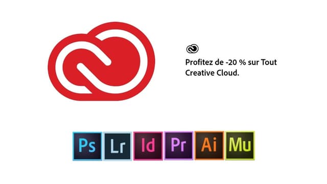 Adobe : 20% sur le Creative Cloud, avec Photoshop, InDesign ou encore Premiere Pro inclus