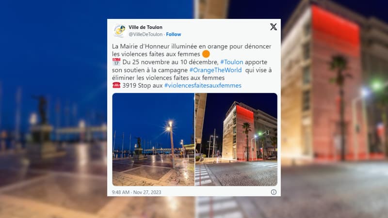 La mairie de Toulon est illuminée en orange jusqu'au 10 décembre pour dénoncer les violences faites aux femmes