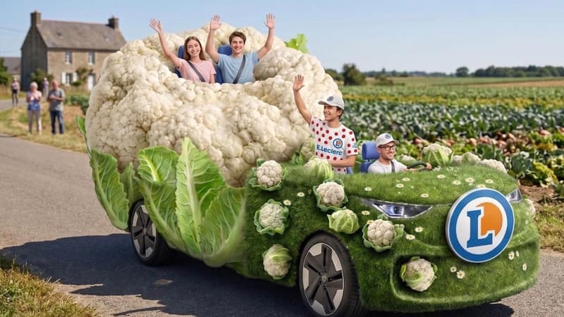 Le chou fleur roulant de la marque E Leclerc qui defilera au sein de la caravane du Tour de France 2026 2287797