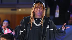 Le rappeur américain Lil Wayne à un match de la NBA à Indianapolis le 16 février 2024.