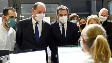 Jean Castex et Olivier Véran à l'hôpital de Metz le 14 janvier 2021