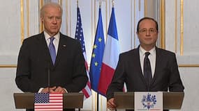 Le vice-président américain Joe Biden et le président de la République François Hollande.