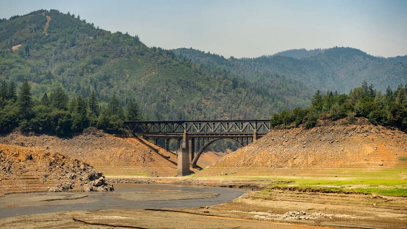 Un lac quasiment à sec en Californie, le 2 juillet 2021