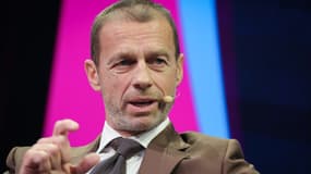 Aleksander Ceferin, le président de l'UEFA, lors d'une prise de parole publique en janvier 2024