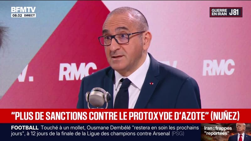 Protoxyde d'azote: "Les délits vont permettre de lutter contre (les) usages détournés", assure Laurent Nuñez