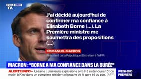 Emmanuel Macron accorde sa confiance à Élisabeth Borne "dans la durée"