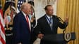 Tiger Woods et Donald Trump à La Maison Blanche lors d'une réception pour le mois de l'histoire des Noirs (Black History Month), le 20 février 2025