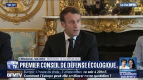 "Le temps n'est plus à la parole." Emmanuel Macron introduit le premier Conseil de défense écologique à l'Élysée