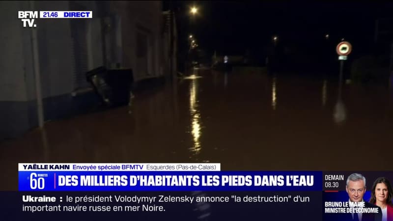 Crues: près de 60cm d'eau dans les rues de la commune d'Esquerdes, dans le Pas-de-Calais