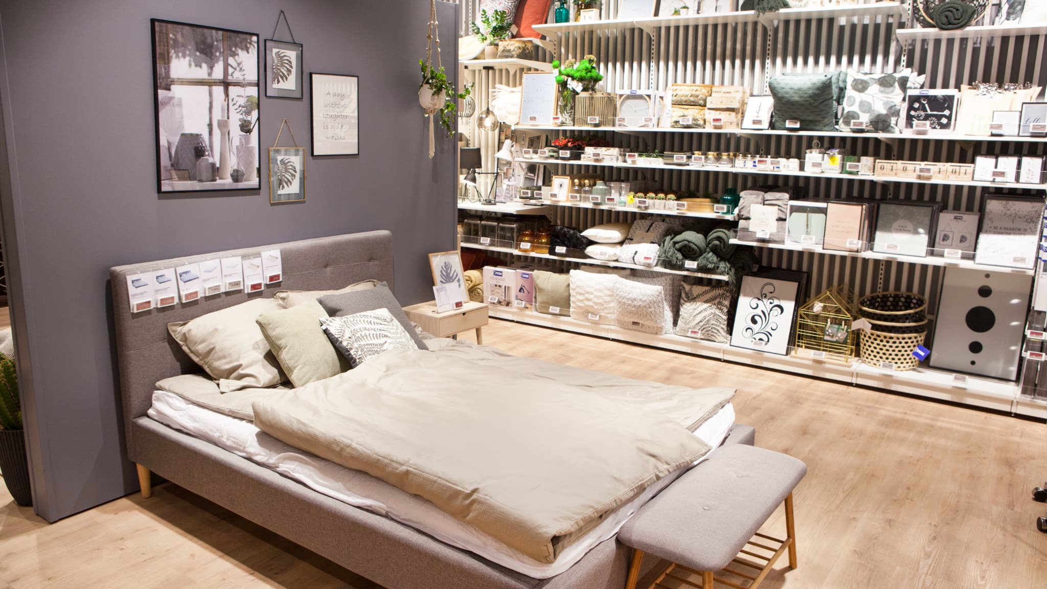 Des lits, de la déco, du bois clair... Le style Jysk rappelle celui de son concurrent Ikea. Des lits, de la déco, du bois clair... Le style Jysk rappelle celui de son concurrent Ikea.