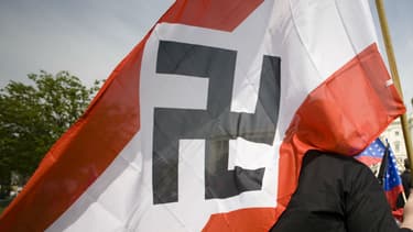 Un drapeau nazi brandi à Washington aux Etats-Unis, le 19 avril 2008. Photo d'illustration