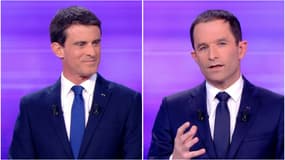Manuel Valls et Benoît Hamon lors du dernier débat de la primaire de la gauche, le 25 janvier 2017