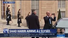 Le Premier ministre libanais démissionnaire Saad Hariri est accueilli à l'Elysée par Emmanuel Macron