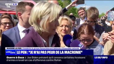 "Je n'ai peur de rien, et encore moins de la macronie": Marine Le Pen occupe le terrain à un mois des élections européennes