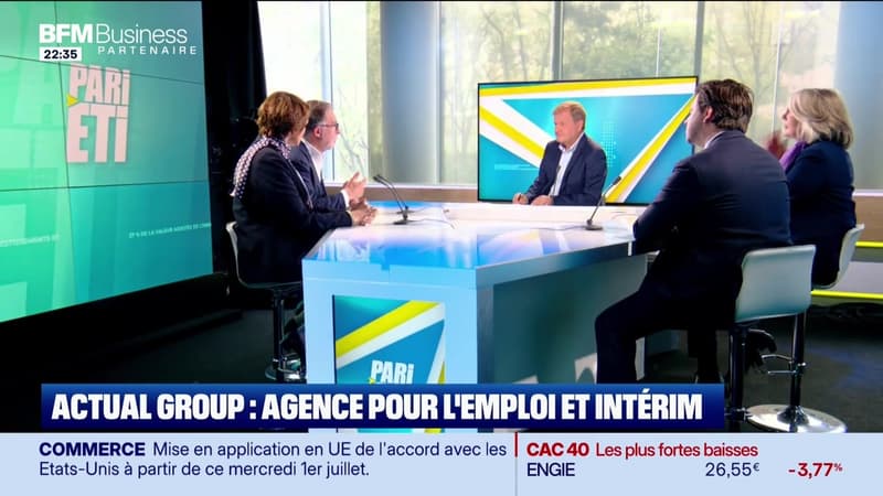 Pari ETI : Patrice Bégay reçoit Samuel Tual (Actual group), Nathalie Mercier-Perrin (Cluster Maritime Français), Sabine Devynck (Engie) et Benjamin Abittan (Chateauform et Chateauform Inside) - 01/07